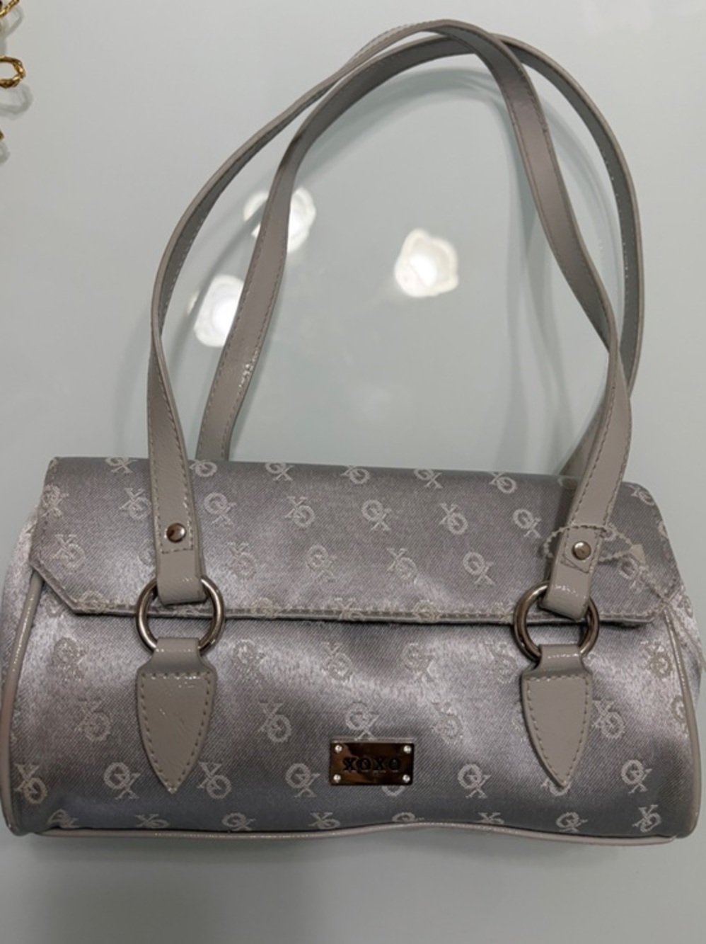 XOXO Metallic Silver Logo Satchel